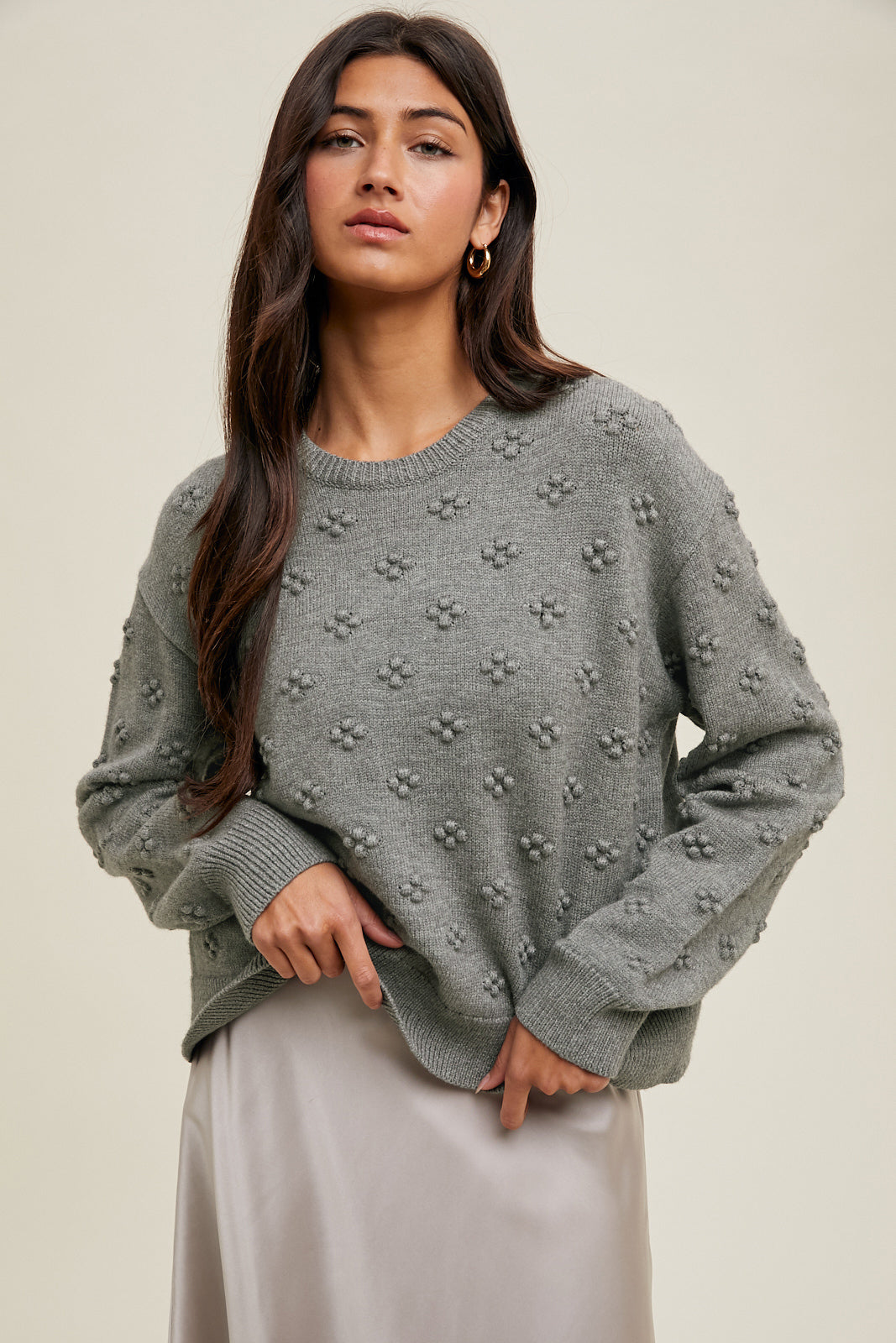 Wishlist Gray Bobble Knit Sweater