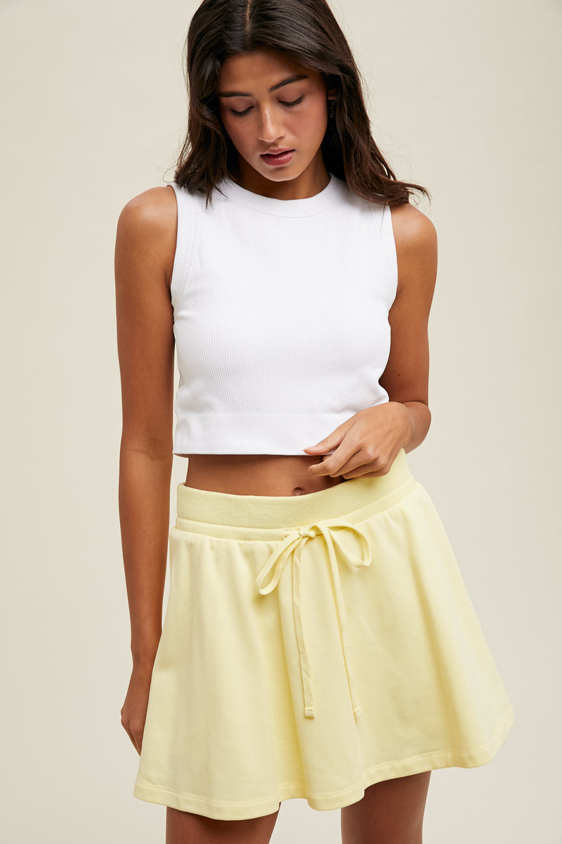 Seamless Ribbed Padded Tank Bra Top - White