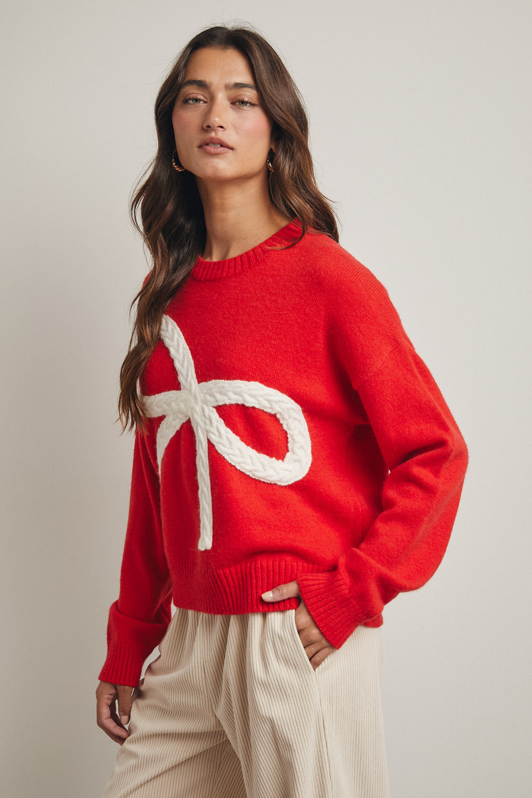 Wishlist Cable Knit Bow Sweater