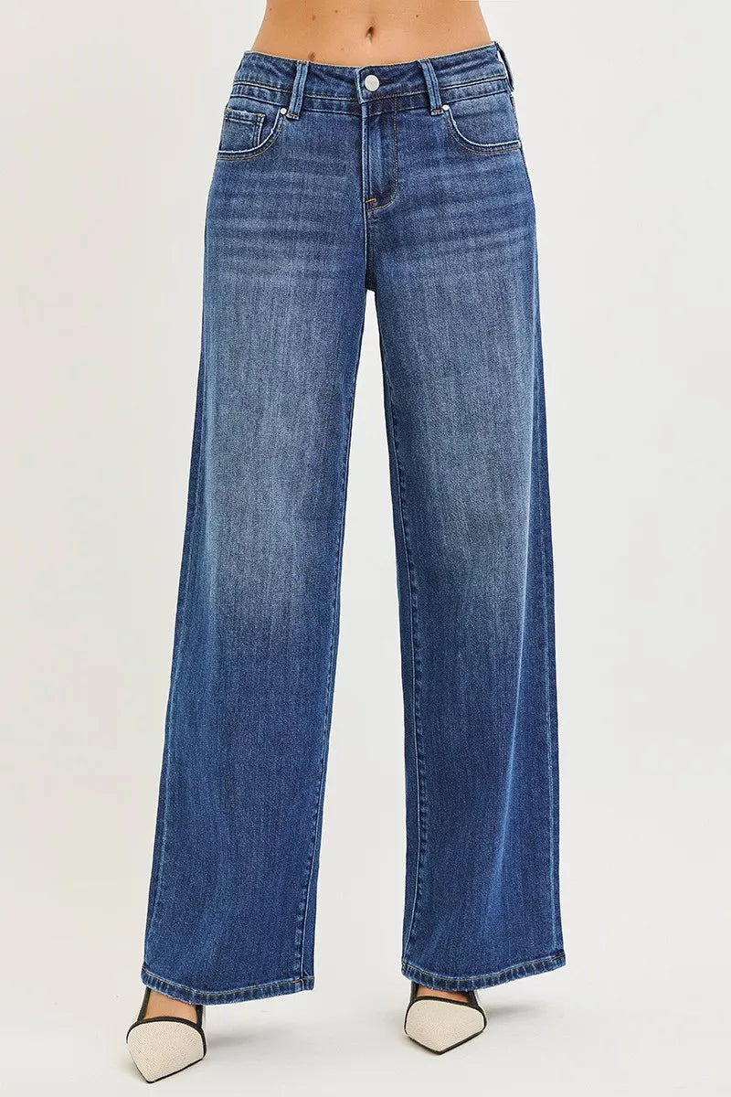 Risen High Rise Dark Wash Slouchy Baggy Jeans
