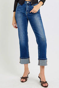 Risen High Rise Ankle Straight Cuffed Jeans RDP5580RT
