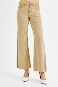 Risen Mid Rise Latte Wide Leg Pants