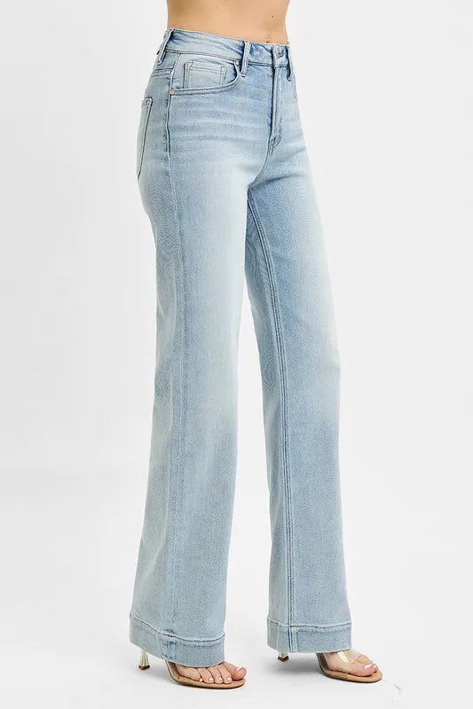 Risen High Rise Light Wash Straight Jeans RDP5444SZ