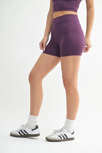 MONO B Venice Cloud Light Contour Biker Shorts - Merlot