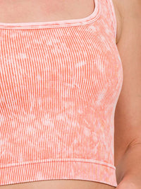Zenana Washed Two-Way Neckline Ribbed Tank in Coral