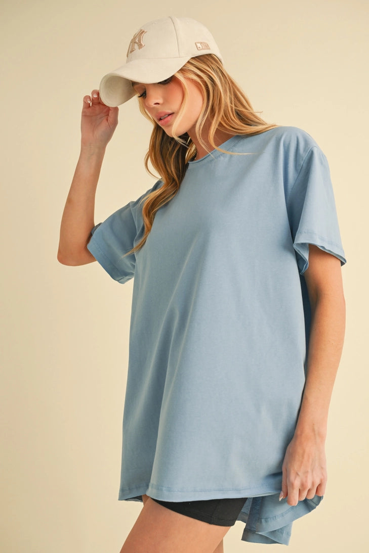 Dacie Short Sleeve Oversized T-Shirt - Blue