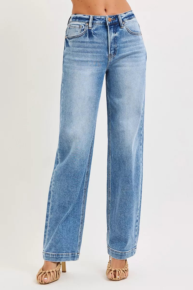 Risen High Rise Wide Leg Baggy Jeans