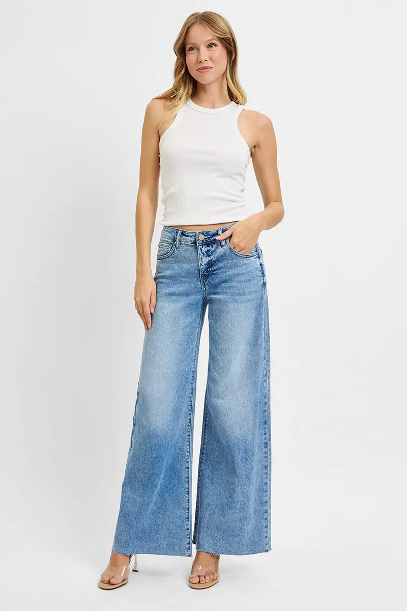 Risen High Rise Tummy Control Palazzo Jeans