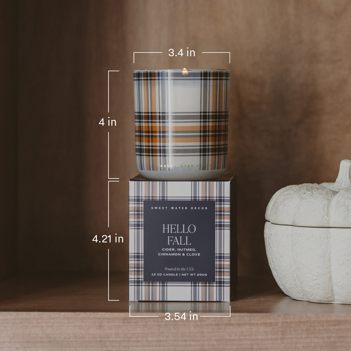 Sweet Water Decor Fall Leaves Soy Candle - Boxed Amber Tinted Glass Jar - 12 oz