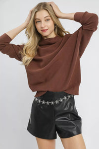 Umgee Draped Turtleneck Dolman Sweater