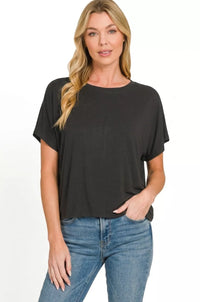 Zenana Round Neck Short Sleeve Cropped T-Shirt