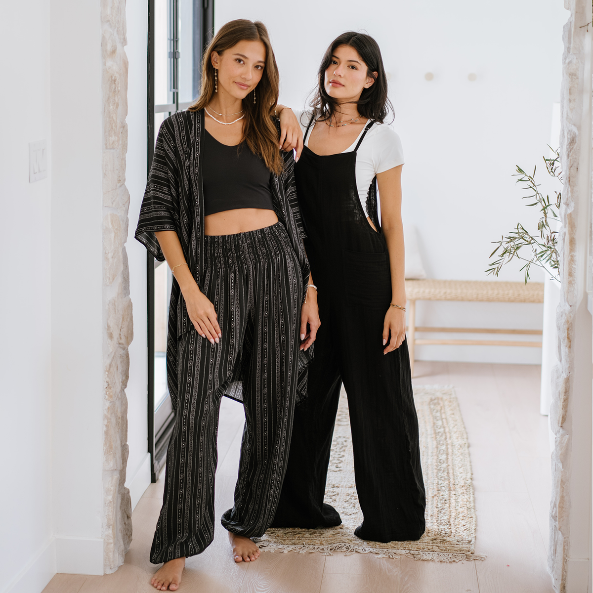 Lotus and Luna Akha Print Harem Pants & Kimono Lounge Set