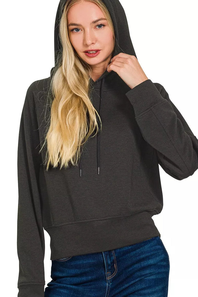 Zenana Scuba Hoodie in Black