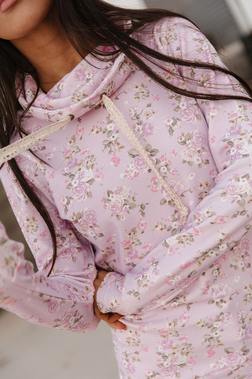 Ampersand Avenue Cowl Neck Sweatshirt - Lavender Rose