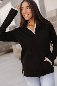 Ampersand Avenue Henley Hoodie - Midnight Lace
