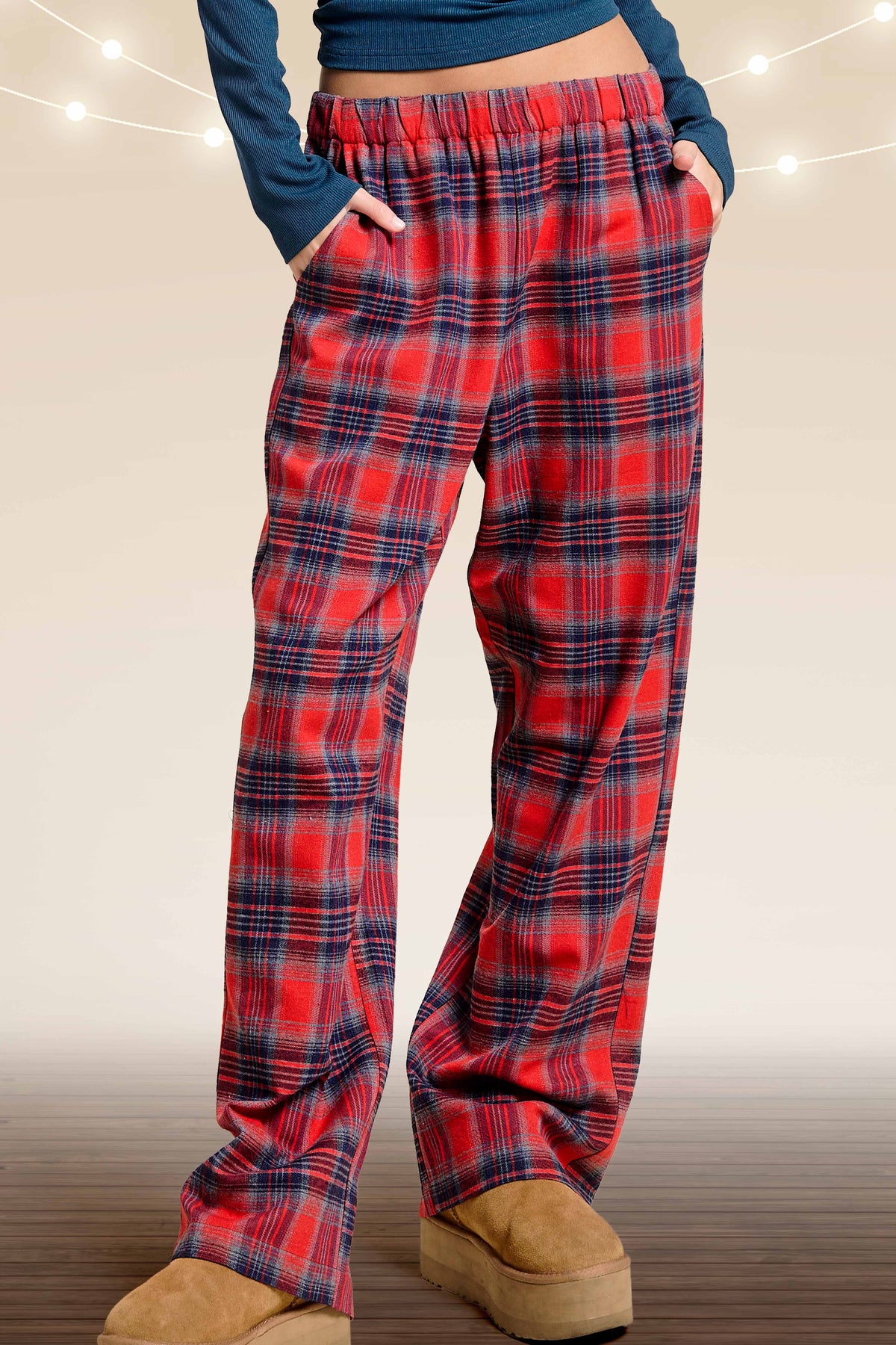 Plaid Flannel Wide Leg Lounge Checkered Pants