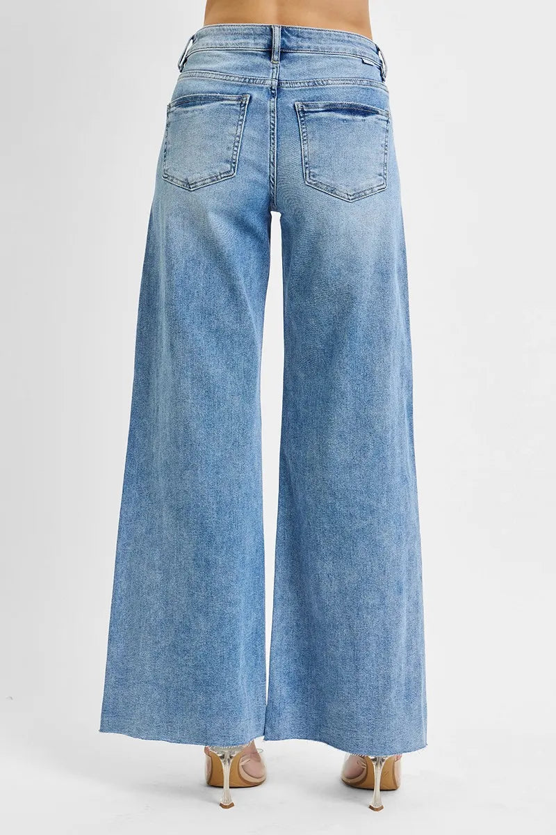 Risen High Rise Tummy Control Palazzo Jeans