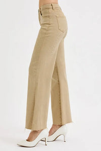 Risen Mid Rise Latte Wide Leg Pants