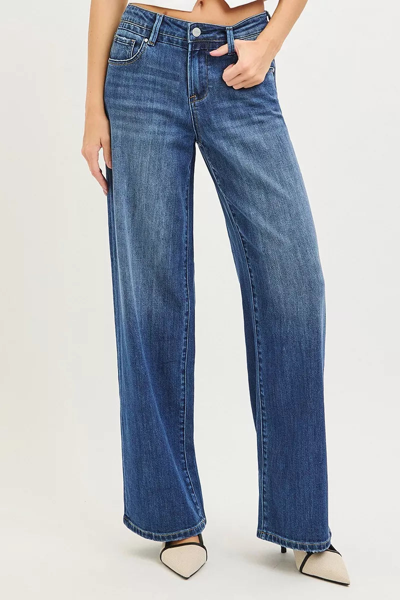 Risen High Rise Dark Wash Slouchy Baggy Jeans