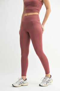 Mono B Venice Cloud Light Sculpt High Waist Leggings - Red Pear