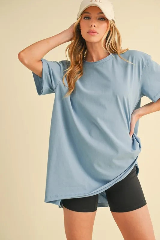 Dacie Short Sleeve Oversized T-Shirt - Blue