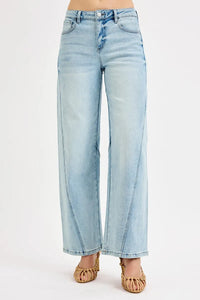 Risen Mid Rise Light Wash Barrel Jeans