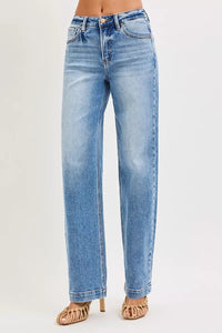 Risen High Rise Wide Leg Baggy Jeans