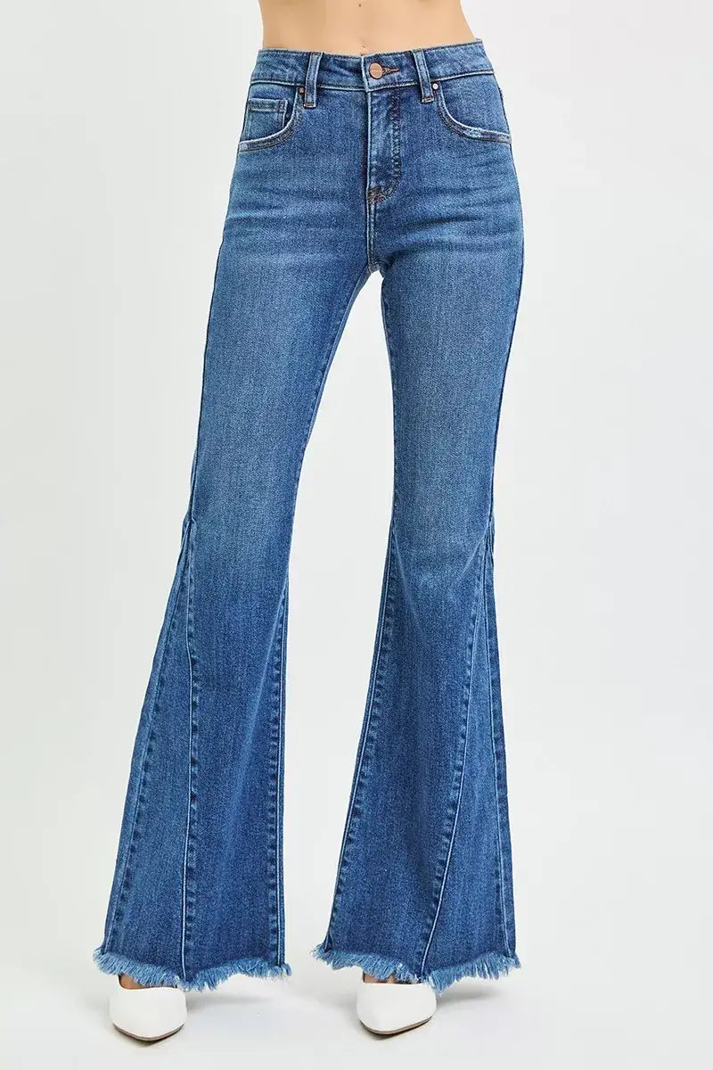 Risen Mid Rise with Side Seam Detailing Flare Jeans