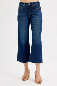 Risen High Rise Tummy Control Crop Wide Leg Jeans