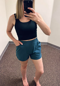 Mono B Flexfit Luxe Square Bralette in Black & Mono B Around Town Shorts in Midnight