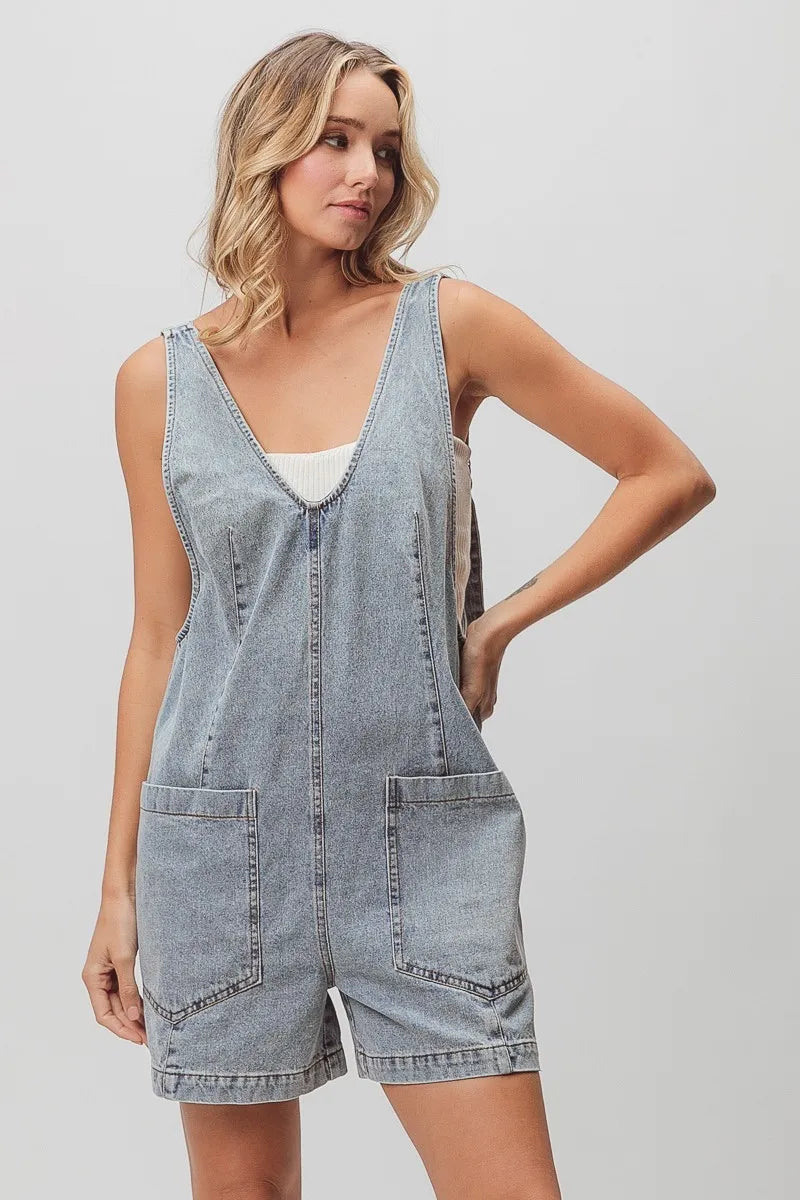 Bibi Vintage Washed Denim Overalls
