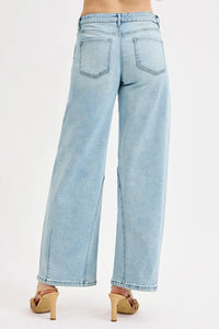 Risen Mid Rise Light Wash Barrel Jeans