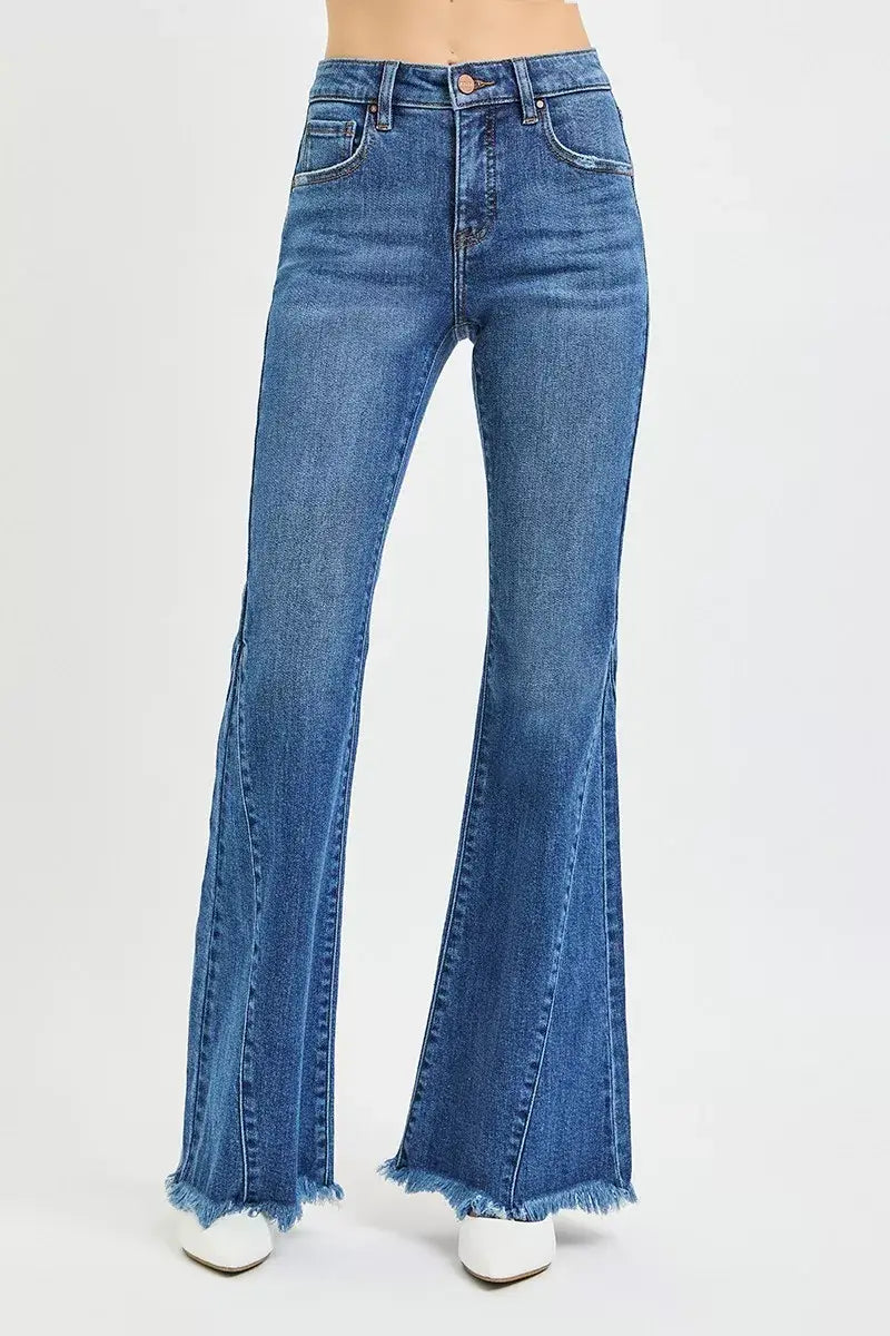 Risen Mid Rise with Side Seam Detailing Flare Jeans