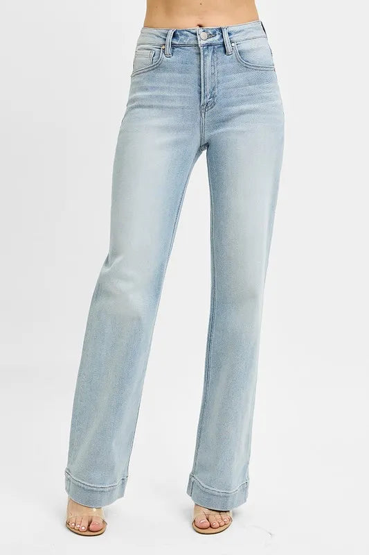 Risen High Rise Light Wash Straight Jeans RDP5444SZ