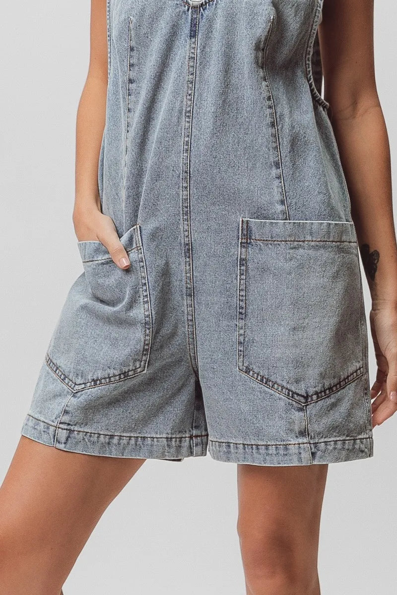 Bibi Vintage Washed Denim Overalls