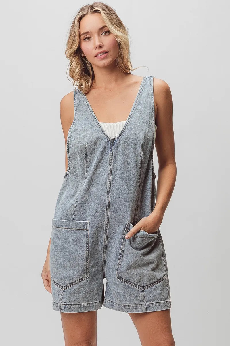 Bibi Vintage Washed Denim Overalls