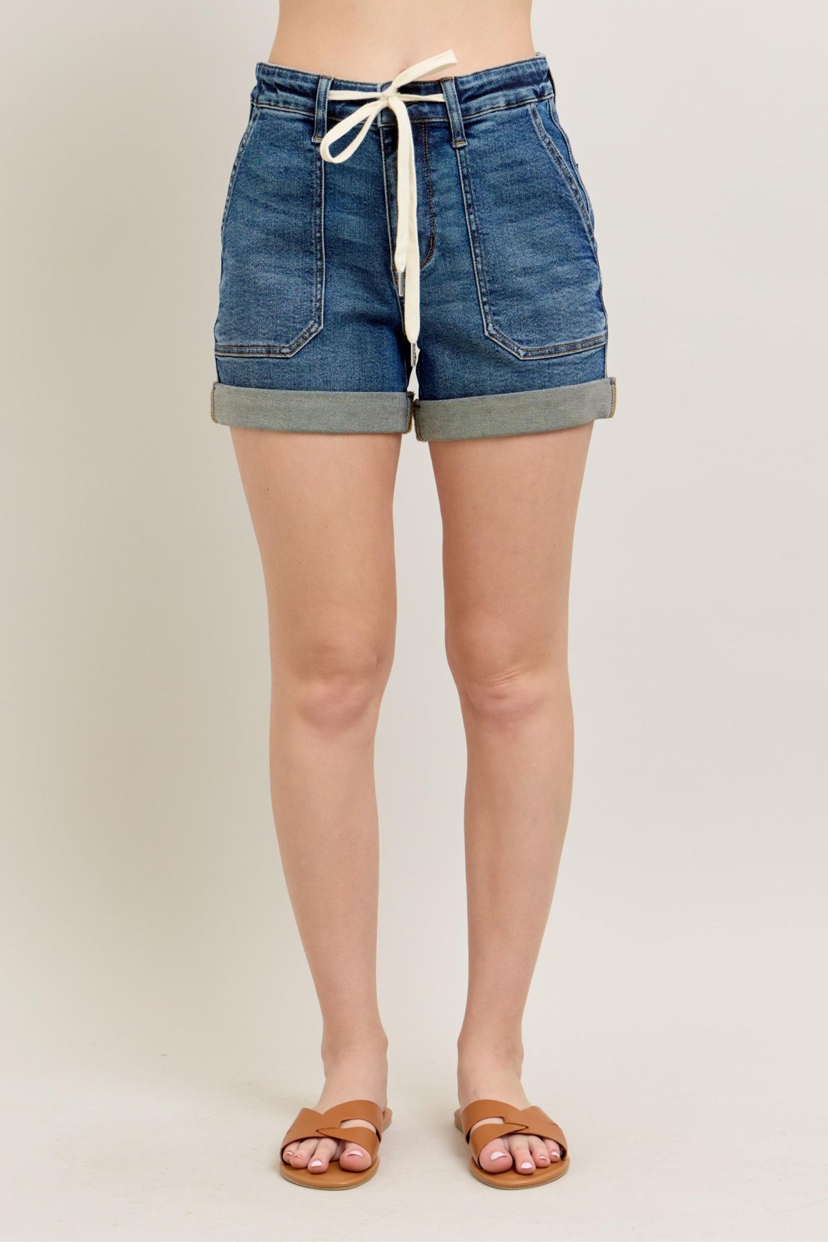 Judy Blue High Rise Cuffed Denim Jogger Shorts 150343