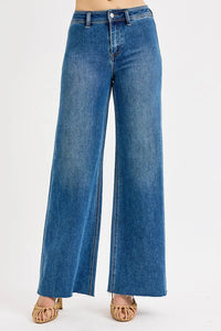 Risen High Rise Wide Leg Flare Jeans