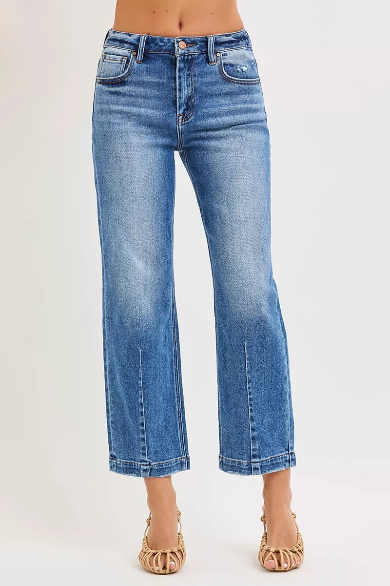 Risen High Rise Crop Boyfriend Tapered Jeans