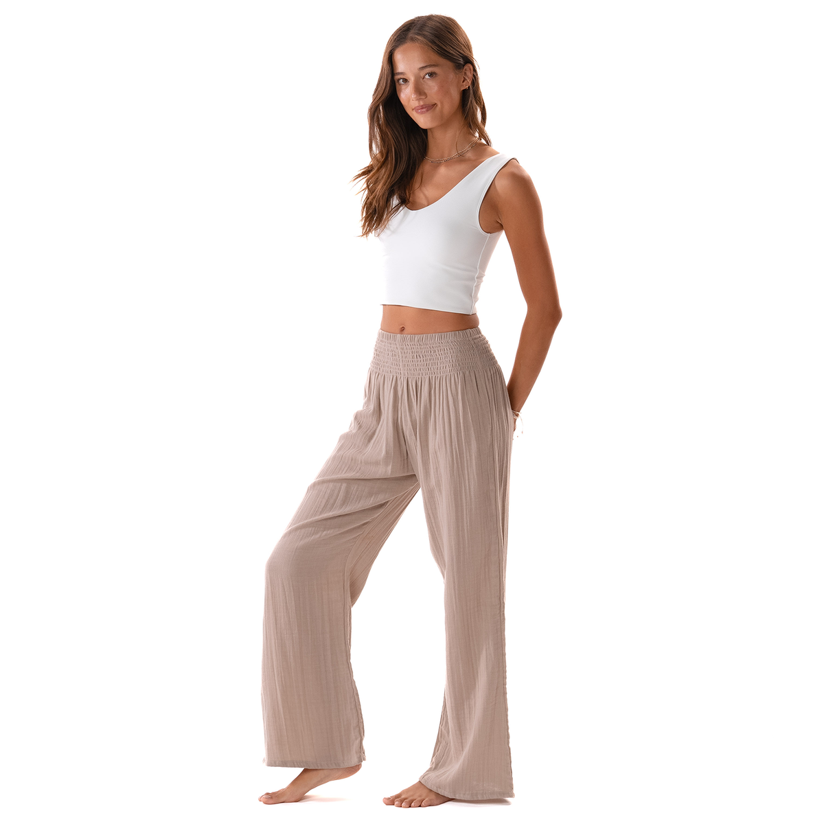 Lotus and Luna Stone Wide Leg Cotton Pants