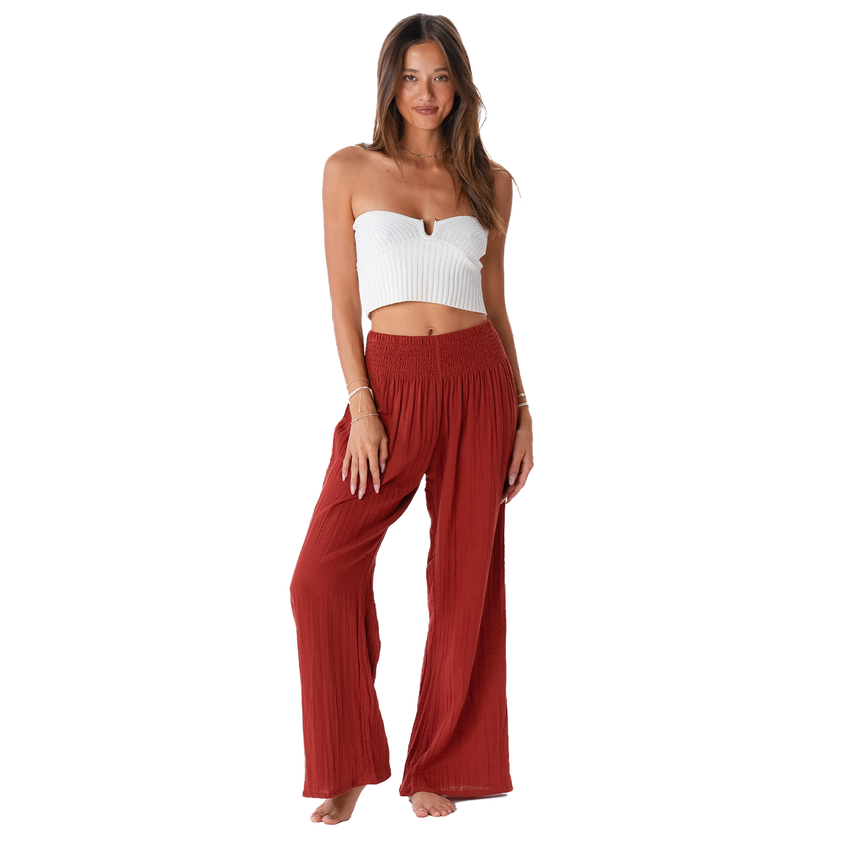 Lotus and Luna Seaside Spice Wide Leg Cotton Pants