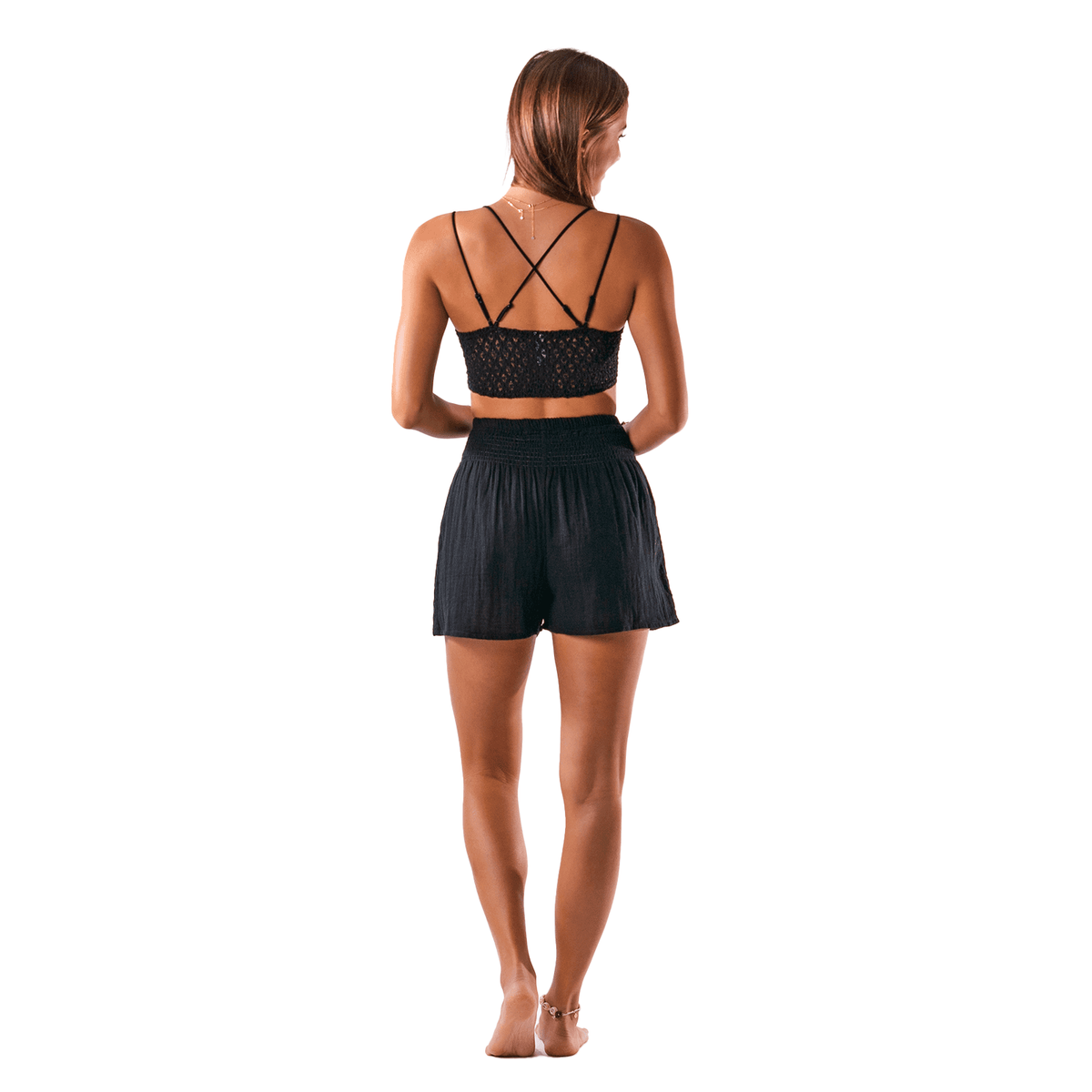 Lotus and Luna Black Cotton Shorts