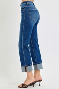Risen High Rise Ankle Straight Cuffed Jeans RDP5580RT