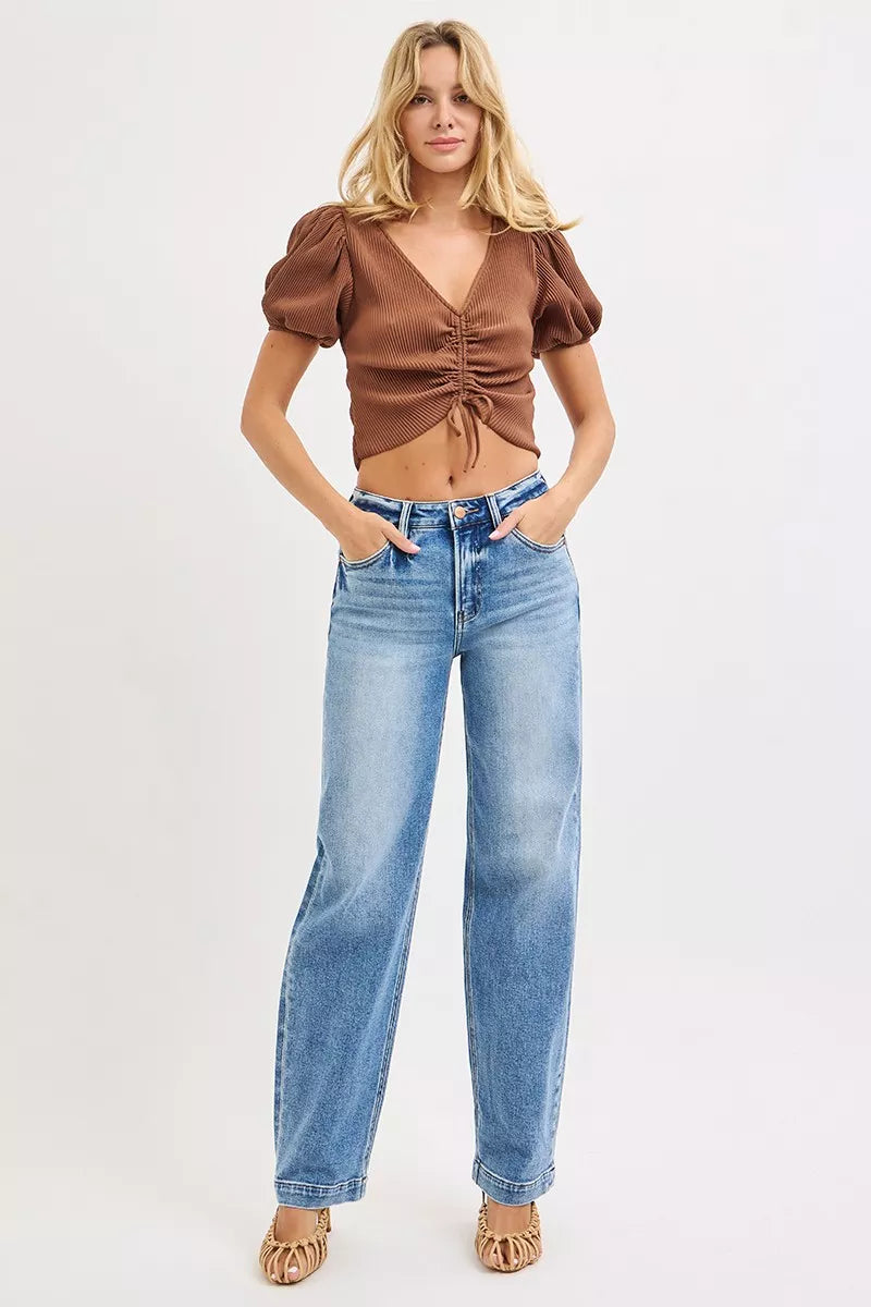 Risen High Rise Wide Leg Baggy Jeans