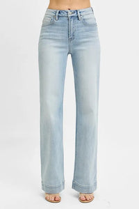 Risen High Rise Light Wash Straight Jeans RDP5444SZ