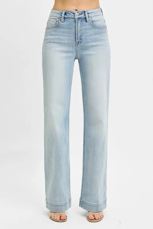 Risen High Rise Light Wash Straight Jeans RDP5444SZ