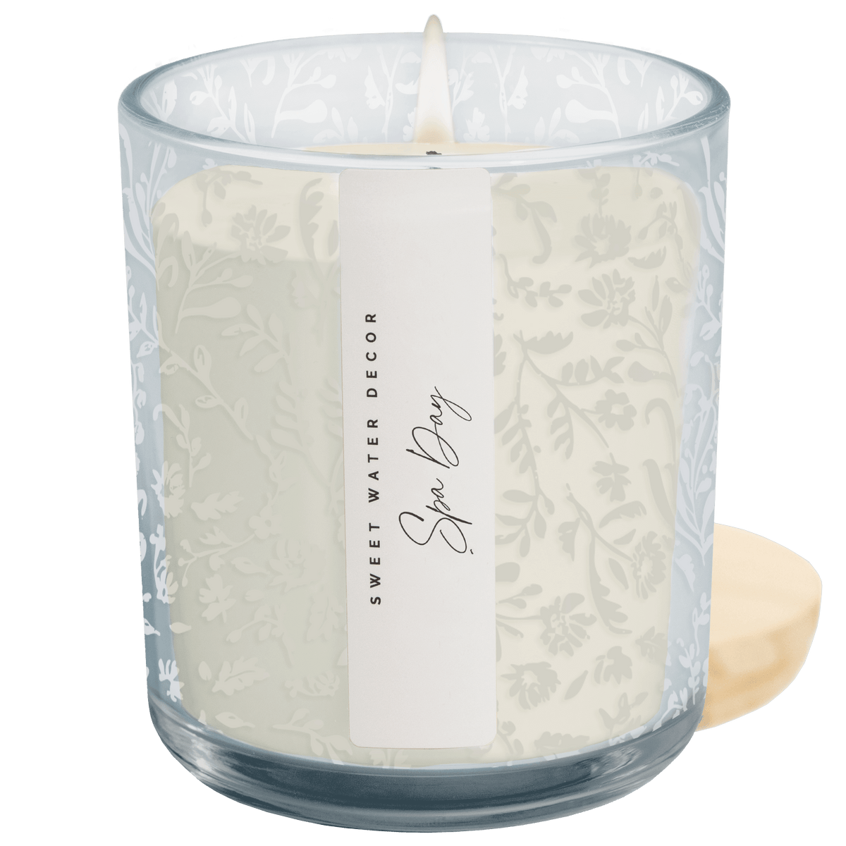 Sweet Water Decor Spa Day Soy Candle - Blue Tinted Glass Jar - 12 oz