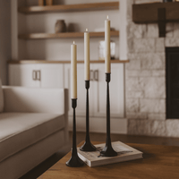 Sweet Water Decor Cast Iron Taper Candle Holders - Set of 3