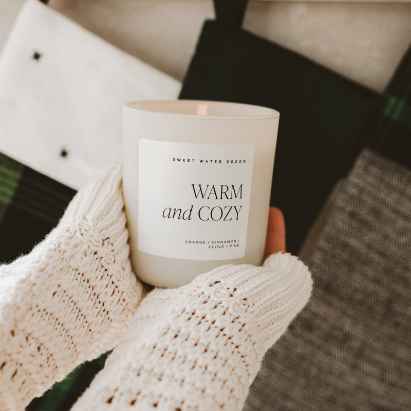 Sweet Water Decor Warm and Cozy Soy Candle - Tan Matte Jar - 15 oz