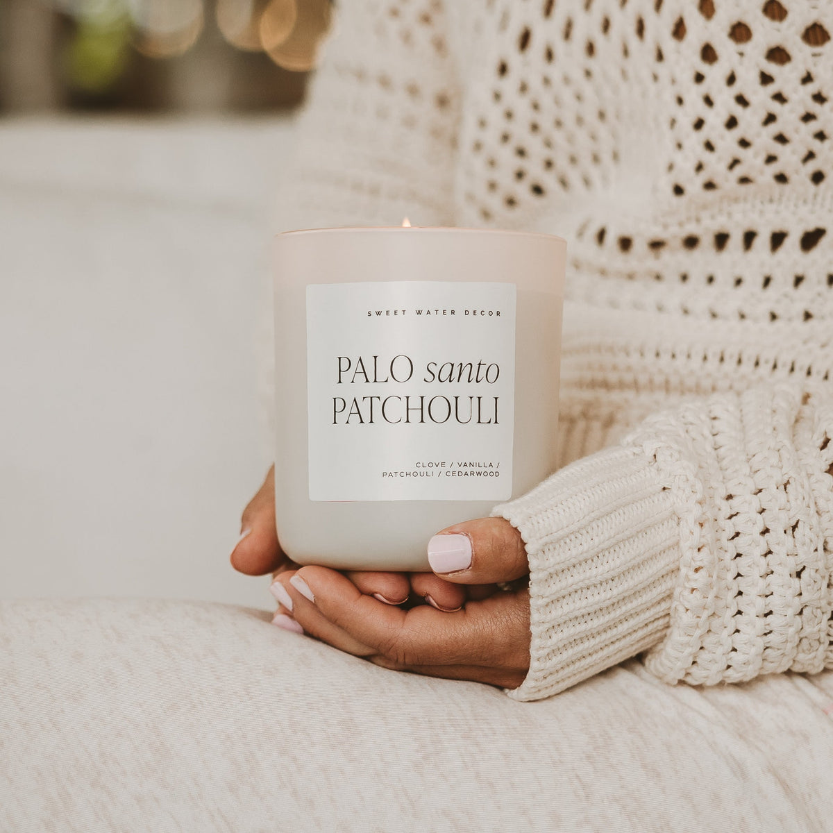 Sweet Water Decor Palo Santo Patchouli Soy Candle - Tan Matte Jar - 15 oz